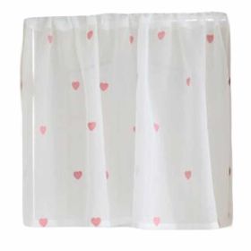 Heart Patterned Cafe Kitchen Curtains Half Window Curtain Decorative Bedroom Curtain, White, 59x24 inch