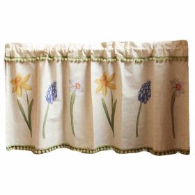 Rustic Linen Cotton Kitchen Curtain Half Window Curtain Cabinet Door Curtain, Daffodil, 53x23 inch