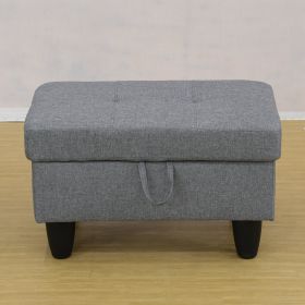 Grey Linen Living Room Sofa Ottoman