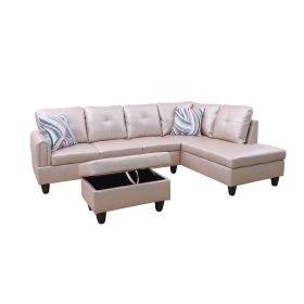 Latte Faux Leather Living Room Sofa Set B