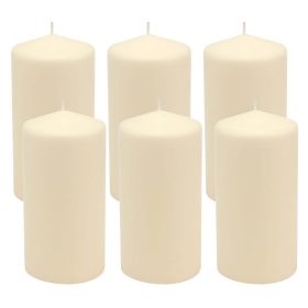 Stonebriar 3" x 6" Unscented 1-Wick Ivory Pillar Candles, 6 Pack