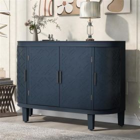 U-Style Storage Cabinet Sideboard Wooden Cabinet with Antique Pattern Doors for Hallway, Entryway, Living Room