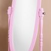 Traditional Queen Anna Style Wood Floor Cheval Mirror, Pink Finish