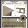 Rustic Brushed Texture Entryway Table Console Table with Drawers and Bottom Shelf for Living Room (Grey Wash)