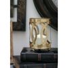 DecMode Gold Metal Pillar Hurricane Lamp