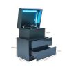 LED Nightstand Modern Black Nightstand with Led Lights Wood Led Bedside Table Nightstand with 2 High Gloss Drawers for Bedroom