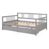 Full Size Daybed Wood Bed with Two Drawers,Gray