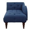 1pc Modern Traditional Chaise Button Tufted Detail Blue Upholstery Style Comfort Living Room Furniture Espresso Finish Legs