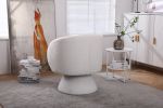 Swivel Accent Chair Armchair, Round Barrel Chair in Fabric for Living Room Bedroom(White)