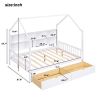 Wooden Full Size House Bed with 2 Drawers,Kids Bed with Storage Shelf, White(Expected Arrival Time: 5.15)