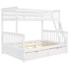 Twin-Over-Full Bunk Bed with Ladders and Two Storage Drawers (White)