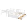 Twin-Over-Full Bunk Bed with Ladders and Two Storage Drawers (White)