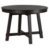 Farmhouse Round Extendable Dining Table with 16" Leaf Wood Kitchen Table (Espresso)