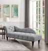 1pc Modern Traditional Chaise Button Tufted Detail Dove Gray Upholstery Style Comfort Living Room Furniture Espresso Finish Legs