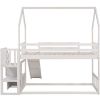 House Bunk Bed with Convertible Slide,Storage Staircase,White