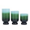 The Novogratz 3-Slot Green Glass Pillar Hurricane Lamp with Ombre Effect, Set of 3