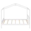 Twin Size Wood House Bed with Storage Space, White