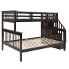 Stairway Twin-Over-Full Bunk Bed with Storage and Guard Rail for Bedroom, Espresso color