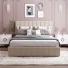 Queen size Upholstered Platform bed with a Hydraulic Storage System - Beige