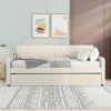 Twin Size Upholstery Daybed with Trundle and USB Charging Design,Trundle can be flat or erected,Beige