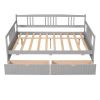 Full Size Daybed Wood Bed with Two Drawers,Gray