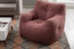 010-Soft Teddy Fabric Tufted Foam Bean Bag Chair With Teddy Fabric Bean Paste Red