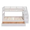 Stairway Twin-Over-Twin Bunk Bed with Three Drawers for Bedroom, Dorm - White