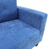 Blue Linen 3-Piece Living Room Sofa Set B