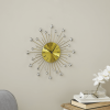 DecMode Gold Metal Glam Wall Clock, 15'L x 0.5'W x 15'H, Features Starburst Design