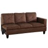 Brown Microfiber 3-Piece Living Room Sofa Set A