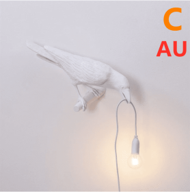 Creative Auspicious Bird Resin Wall Lamp Decoration (Option: White-C-AU)