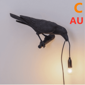 Creative Auspicious Bird Resin Wall Lamp Decoration (Option: Black-C-AU)