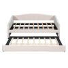 Upholstered Daybed Sofa Bed Twin Size With Trundle Bed and Wood Slat ,Beige