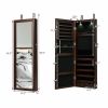 Lockable Wall Mount Mirrored Jewelry Cabinet with LED Lights